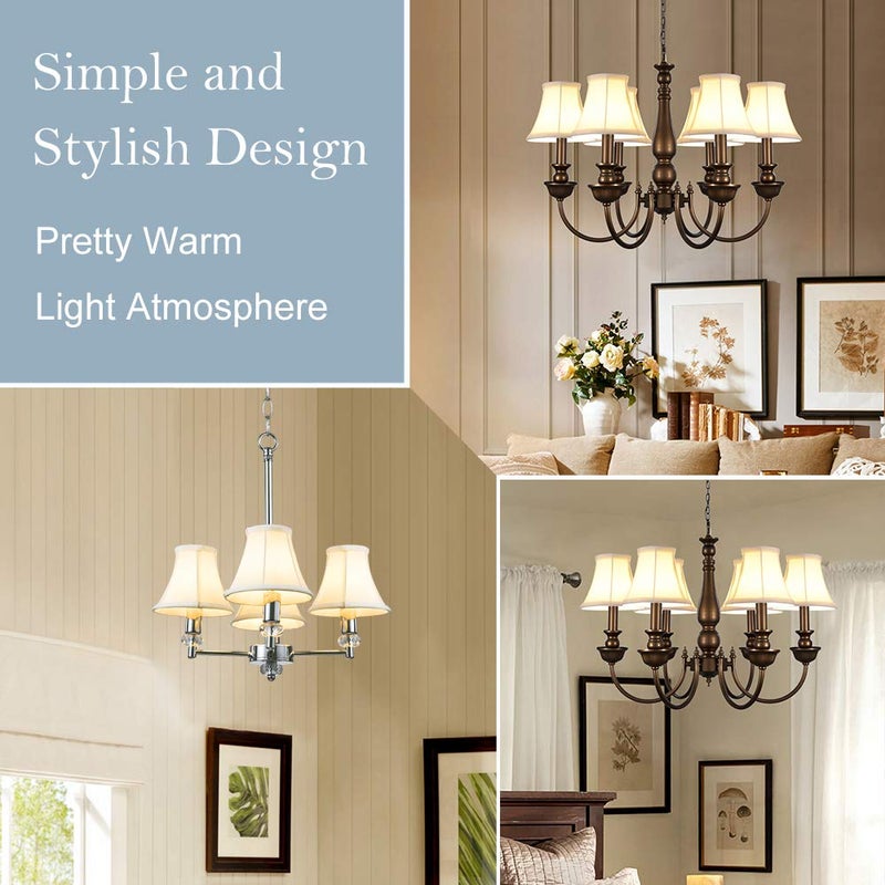 Wellmet Chandelier Shades, ONLY FOR CANDELABRA BULBS, Clip-on Fitter Lamp Shades, 3" X 6" X 5", 6 pcs Set - Image 5